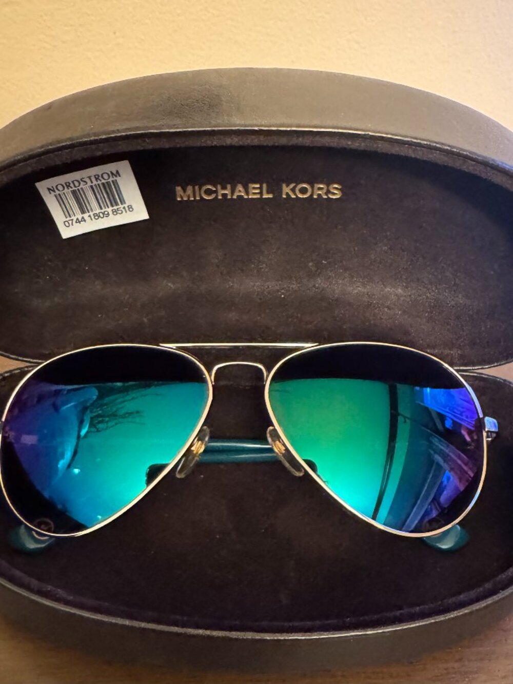 Michael Kors Aviator Sunglasses w/ Blue-Green mirrored lenses